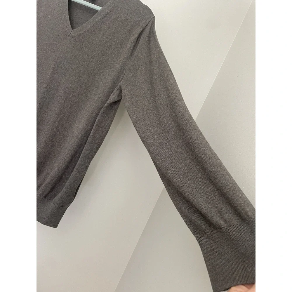 Banana Republic Men L Silk Cashmere Sweater Brown Luxury Blend V-Neck Light Soft